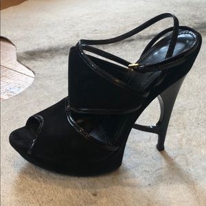 Saint Laurent Suede Patent Trim Sandals